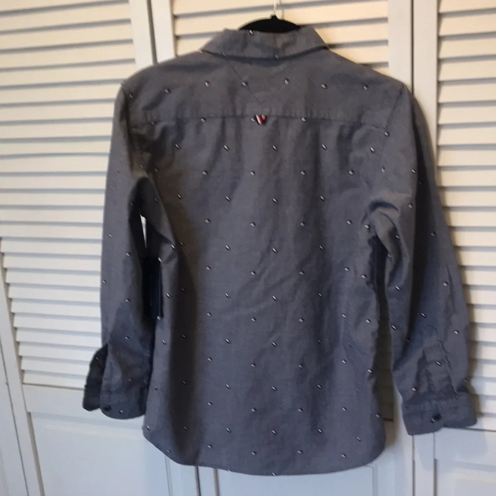 Tommy Hilfiger classic button down Oxford blue  flag material shirt‎ size 12/14